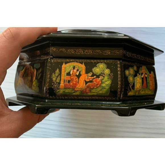 Russian Palekh Laquer Box Octagon Testimony Of Petro / Peter 9 Panel Iconography - Picture 9 of 12